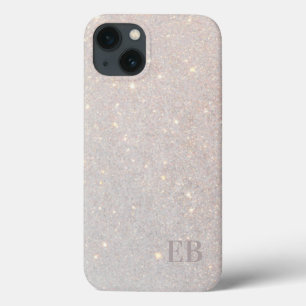 Funda Para iPhone 13 Monograma moderno de Purpurinas sutiles de crema d