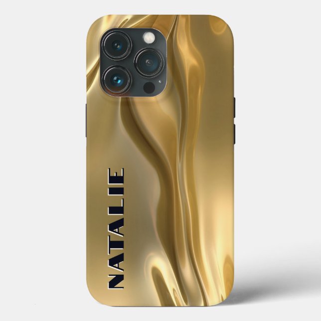 Funda De Case-Mate Para iPhone Monograma moderno de Relieve metalizado dorado de  (Reverso )