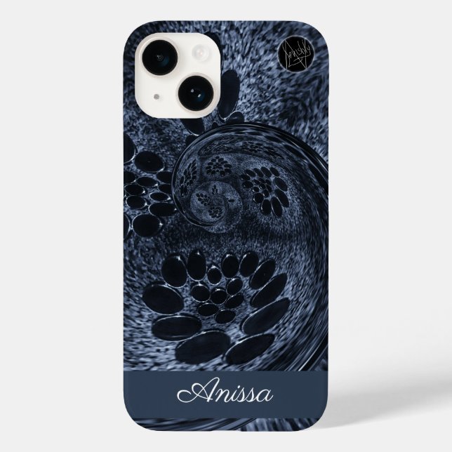 Funda De Case-Mate Para iPhone Monograma moderno Denim Swirl Plus Pro Max (Reverso )