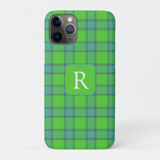 Funda Para iPhone 11 Pro Monograma moderno elegante de cuadros escoceses ve