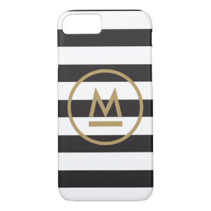 Funda Para iPhone 8/7 Monograma moderno en las rayas intrépidas