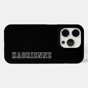 Funda Para iPhone 15 Pro Monograma moderno en negro y blanco con nombre y c