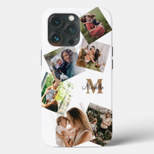 Funda Para iPhone 13 Pro Monograma moderno en negro y oro multifoto