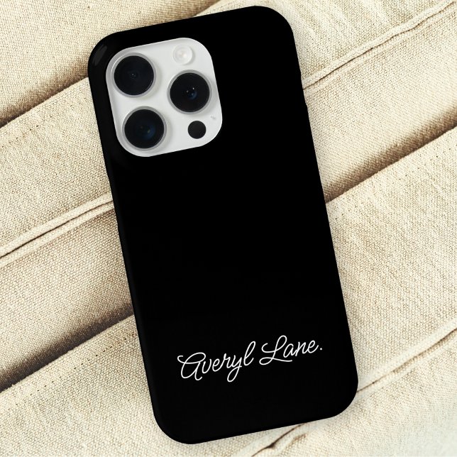 Funda De Case-Mate Para iPhone Monograma moderno estilo guión negro nombre elegan (Subido por el creador)