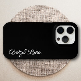 Funda Para iPhone 15 Pro Monograma moderno estilo guión negro nombre elegan