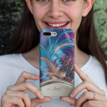Funda Para iPhone 12 Monograma moderno fractal azul dorado manuscrito<br><div class="desc">Este diseño también está disponible en otros modelos de teléfono. Elija Tipo de dispositivo para ver otros fundas de iPhone, Samsung Galaxy o Google. Algunos estilos se pueden cambiar seleccionando Estilo si se trata de una opción. Este diseño puede ser personalizado en el área proporcionada cambiando la foto y/o el...</div>