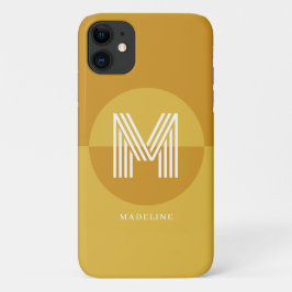 Funda Para iPhone 11 Monograma moderno geométrico elegante de mostaza a