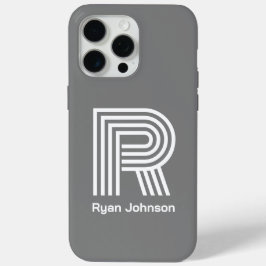 Funda Para iPhone 15 Pro Max Monograma Moderno Gris