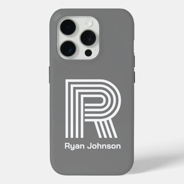 Funda De Case-Mate Para iPhone Monograma Moderno Gris (Reverso )
