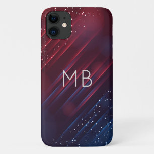 Funda Para iPhone 11 Monograma moderno Marina Borgoña Azul personalizad