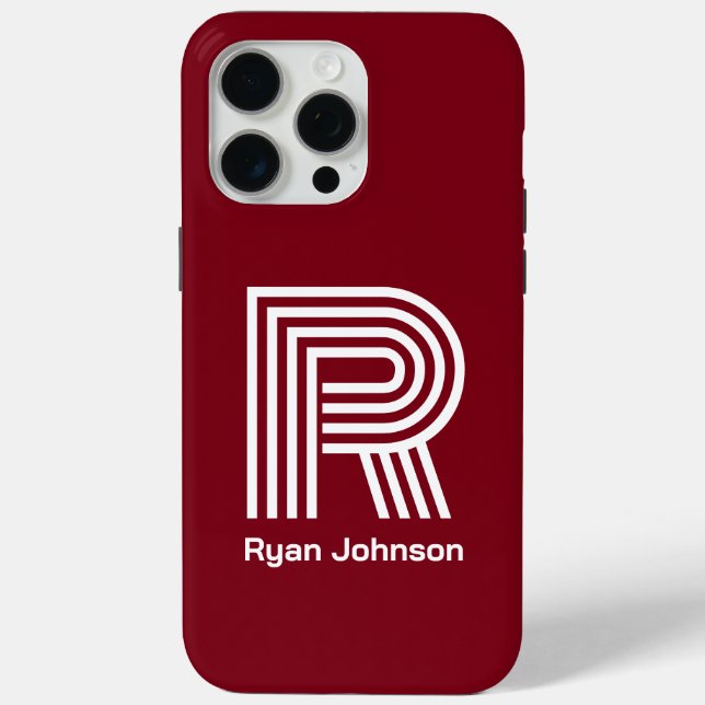 Funda De Case-Mate Para iPhone Monograma moderno marrón (Reverso )