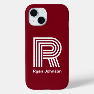 Funda Para iPhone 15 Monograma moderno marrón