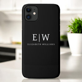 Funda Para iPhone 11 Monograma moderno Minimalista negro y blanco