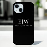 Funda Para iPhone 15 Monograma moderno Minimalista negro y blanco<br><div class="desc">Presentamos nuestra Colección de Monogramas Modernos Minimalistas en Blanco y Negro: Adopte la simplicidad y la sofisticación con nuestros diseños minimalistas, curados para elevar su estilo sin esfuerzo. Esta colección, elaborada con gran interés para la estética moderna, presenta elegantes diseños en blanco y negro acentuados por monogramas personalizados. Desde papel...</div>