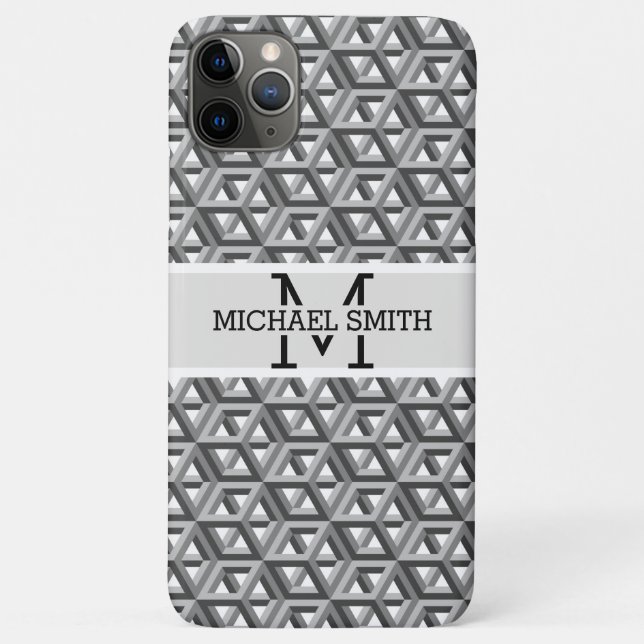 Funda De Case-Mate Para iPhone Monograma moderno mosaico (Reverso)
