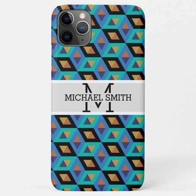 Funda De Case-Mate Para iPhone Monograma moderno mosaico #11 (Reverso)