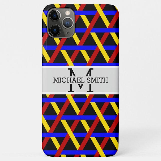 Funda De Case-Mate Para iPhone Monograma moderno mosaico #15 (Reverso)