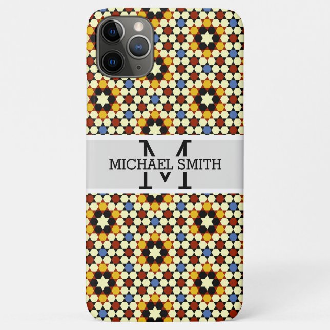 Funda De Case-Mate Para iPhone Monograma moderno mosaico #2 (Reverso)
