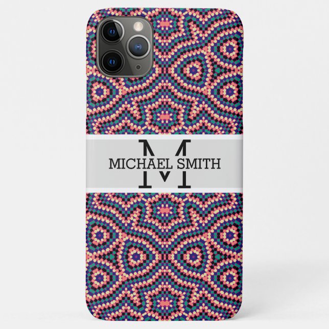 Funda De Case-Mate Para iPhone Monograma moderno mosaico #4 (Reverso)