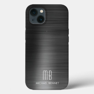 Funda Para iPhone 13 Monograma Moderno Negro