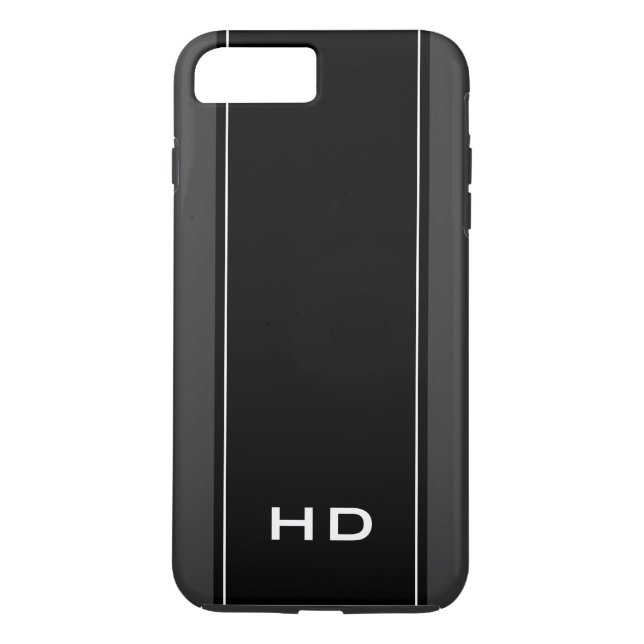 Funda De Case-Mate Para iPhone Monograma moderno negro personalizado para hombres (Reverso)