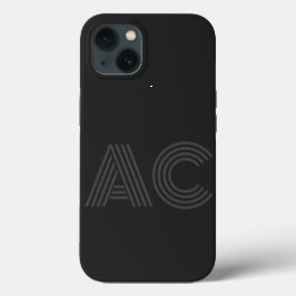 Funda Para iPhone 13 Monograma moderno negro y gris