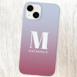 Funda Para iPhone 14 De Case-Mate Monograma moderno Nombre inicial Gradiente rosa az<br><div class="desc">Moderna tipografía minimalista monograma diseño inicial de nombre que se puede cambiar para personalizar. Blanco sobre un fondo de gradiente magenta rosa a azul pálido.</div>