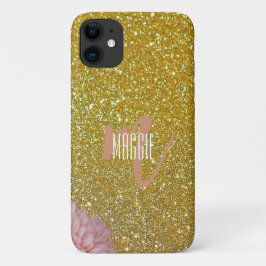 Funda Para iPhone 11 Monograma moderno oro brillante