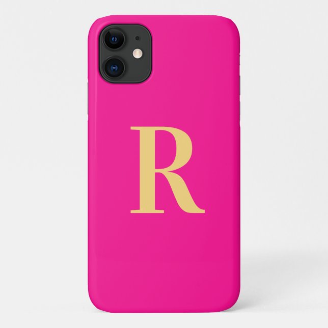 Funda De Case-Mate Para iPhone Monograma moderno oro rosa caliente (Reverso)