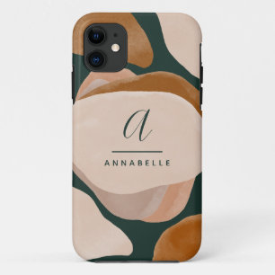 Funda Para iPhone 11 Monograma moderno óxido verde abstracto moda elega