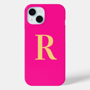 Funda Para iPhone 15 Monograma moderno Rosa caliente