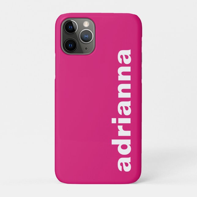 Funda De Case-Mate Para iPhone Monograma Moderno Rosa Fuerte (Reverso)