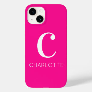 Funda Para iPhone 14 De Case-Mate Monograma moderno rosado caliente