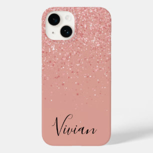 Funda Para iPhone 14 De Case-Mate Monograma moderno rosado Rubor minimalista