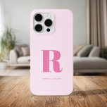Funda Para iPhone 15 Pro Max Monograma moderno rosado simple<br><div class="desc">Estuche de teléfono monograma inicial simple y moderno. Crea tu propio estuche para iPhone personalizado con el nombre inicial del personalizado.</div>