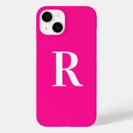 Funda Para iPhone 15 Monograma moderno simple rosa caliente