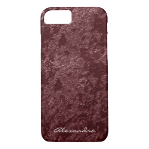 Funda Para iPhone 8/7 Monograma moderno Terciopelo Rojo Tejido Faux