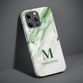Funda Para iPhone 11 Monograma Moderno Verde Blanco Estilo Personalizad