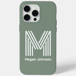 Funda Para iPhone 15 Pro Max Monograma Moderno Verde Salvia
