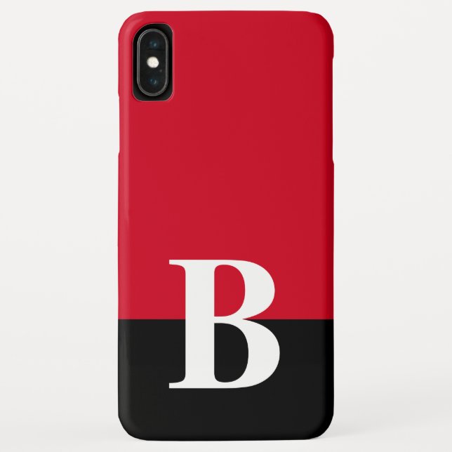 Funda De Case-Mate Para iPhone Monograma Monogramado Simple Moderno Rojo Negro (Reverso)