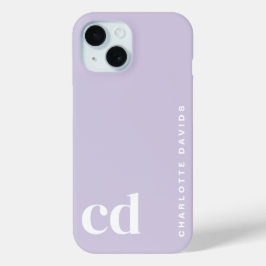 Funda Para iPhone 15 Monograma morado de burla