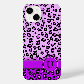 Funda Para iPhone 14 De Case-Mate Monograma morado de impresión animal leopardo