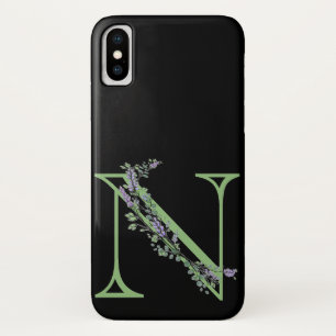 Funda Para iPhone X Monograma N Lavanda Eucalipto