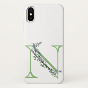 Funda Para iPhone X Monograma N Lavender Eucalyptus