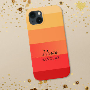 Funda Para iPhone 13 Monograma naranja de franja horizontal