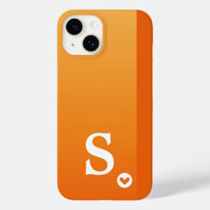Funda Para iPhone 14 De Case-Mate Monograma Naranja Girly Corazón Moda moderna simpl