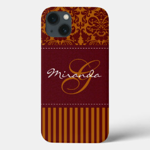 title_seo2 Monograma Naranja, Wine Damask Stripe iPad Air Cas