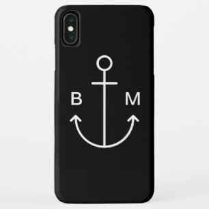 Funda Para iPhone XS Max Monograma Náutica Ancla de Barco