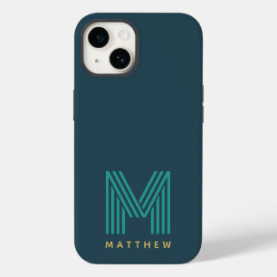Funda Para iPhone 14 De Case-Mate Monograma negrita Minimalista verde azul