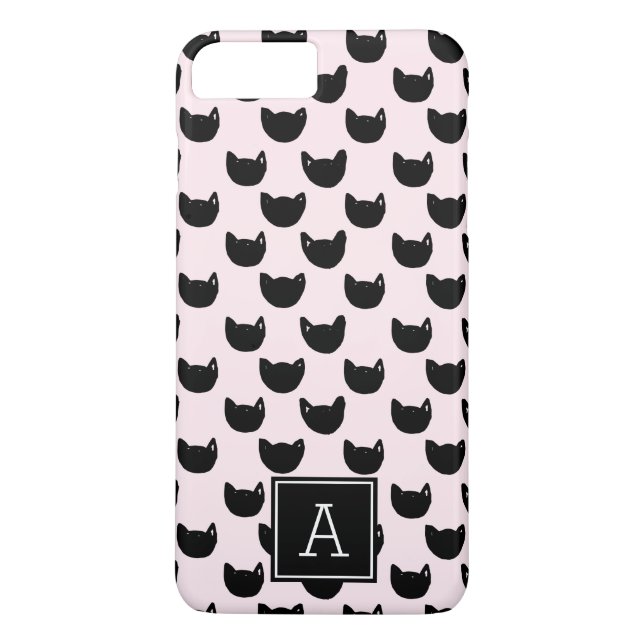 Funda De Case-Mate Para iPhone Monograma negro de moda Girona PINK Personalizado (Reverso)